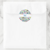Kinder patroon voor kleurrijk vervoer en voertuige ronde sticker (Tas)