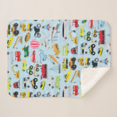 Kinder patroon voor kleurrijk vervoer en voertuige sherpa deken (Voorkant (horizontaal))