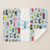 Kinder patroon voor kleurrijk vervoer en voertuige sherpa deken (Voorkant (horizontaal))