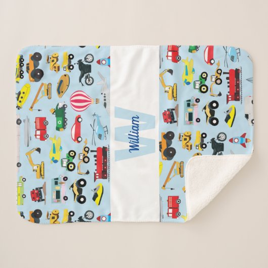 Kinder patroon voor kleurrijk vervoer en voertuige sherpa deken (Voorkant (horizontaal))