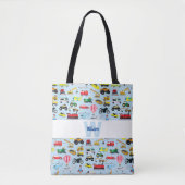 Kinder patroon voor kleurrijk vervoer en voertuige tote bag (Voorkant)