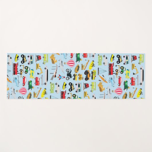 Kinder patroon voor kleurrijk vervoer en voertuige yogamat (Voorkant (horizontaal))