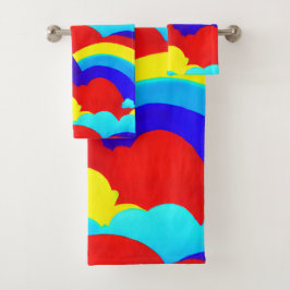 Kinder patroon voor kleurrijke regenboogwolken bad handdoek