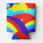 Kinder patroon voor kleurrijke regenboogwolken blikjeskoeler (Voorkant)