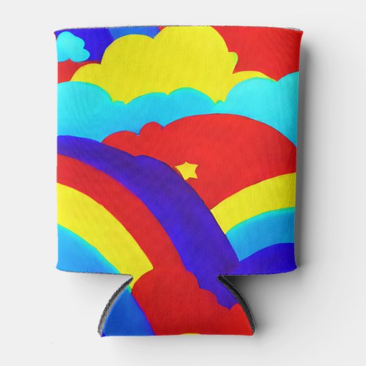 Kinder patroon voor kleurrijke regenboogwolken blikjeskoeler (Voorkant)