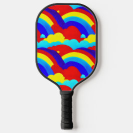 Kinder patroon voor kleurrijke regenboogwolken pickleball paddle