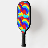 Kinder patroon voor kleurrijke regenboogwolken pickleball paddle (Links)