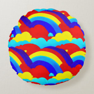 Kinder patroon voor kleurrijke regenboogwolken rond kussen