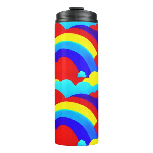 Kinder patroon voor kleurrijke regenboogwolken thermosbeker (Voorkant)