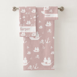 Kinder Patroonroze Aangepast Anchor Ship Pirate Bad Handdoek