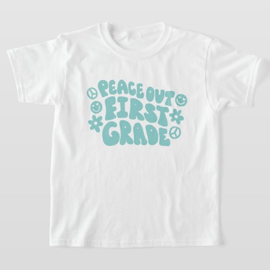 Kinder Peace Out eerste klas T-shirt in Blauwgroen (Laagn)