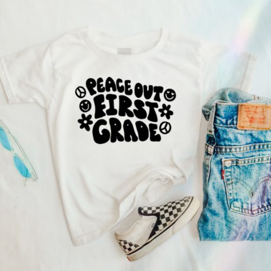 Kinder Peace Out eerste klas T-shirt in zwart