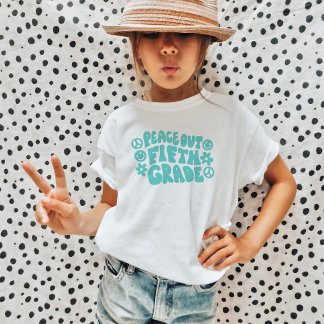 Kinder Peace Out Fifth Grade T-Shirt in Blauwgroen