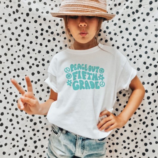 Kinder Peace Out Fifth Grade T-Shirt in Blauwgroen