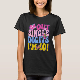 Kinder Peace Out Single Cijfers Groovy Verjaardags T-shirt