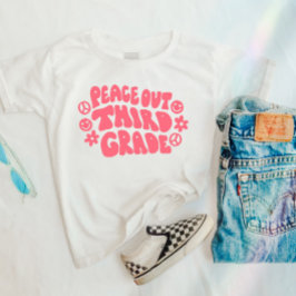 Kinder Peace Out T-shirt van de derde klas in roze