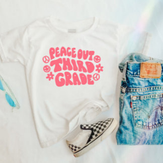 Kinder Peace Out T-shirt van de derde klas in roze