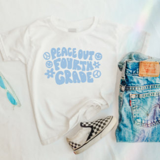 Kinder Peace Out Vierde Grade T-shirt in blauw