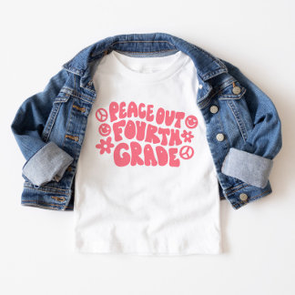 Kinder Peace Out Vierde Grade T-shirt in roze