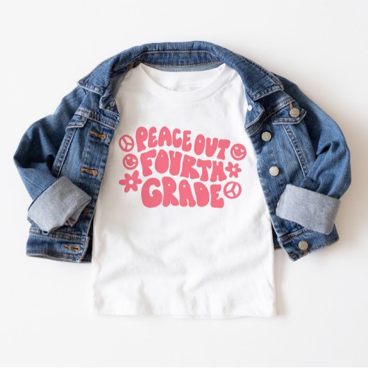 Kinder Peace Out Vierde Grade T-shirt in roze