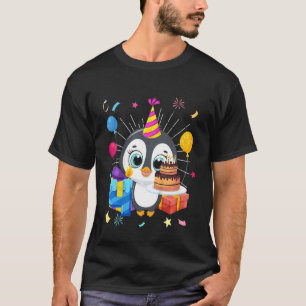 Kinder Penguin Birthday 4 Penguin 4e verjaardag Pe T-shirt