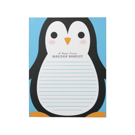 Kinder Penguin Cute Personal Briefpapier Notepad Notitieblok (Linkerzijde)