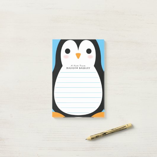Kinder Penguin Cute Post-it® Notes (Op bureau)