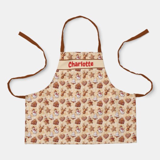 Kinder peperkoek koekjes kerst bruin schort (Voorkant)