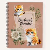 Kinder Personaliseer Feline Sketch Notitieboek (Voorkant)