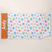 Kinder Personaliseer Vliegtuigen Strandlaken (Voorkant)