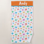 Kinder Personaliseer Vliegtuigen Strandlaken (Voorkant)