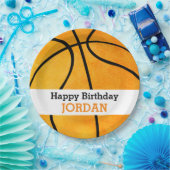 Kinder persoonlijk Basketball Happy Birthday Oranj Papieren Bordje (Feest)