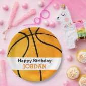 Kinder persoonlijk Basketball Happy Birthday Oranj Papieren Bordje (Feest)