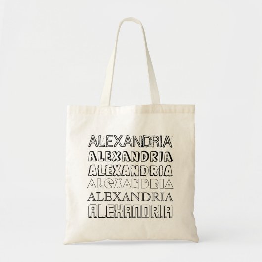 Kinder, persoonlijk naampatroon Kleur uw eigen uit Tote Bag (Voorkant)