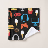 Kinder persoonlijk videospel Snacks gamerpatroon Bad Handdoek (Wasdoekje)
