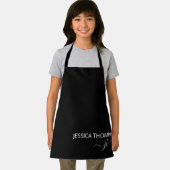Kinder persoonlijk zwart monogram naam geluid  schort (Insitu)