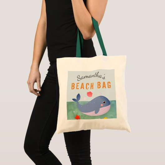 Kinder Persoonlijke benaming Whale Beach Canvas ta Tote Bag (Voorkant (product))