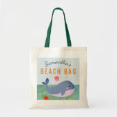 Kinder Persoonlijke benaming Whale Beach Canvas ta Tote Bag (Voorkant)