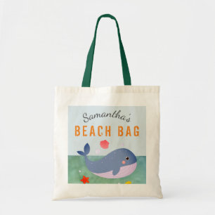 Kinder Persoonlijke benaming Whale Beach Canvas ta Tote Bag