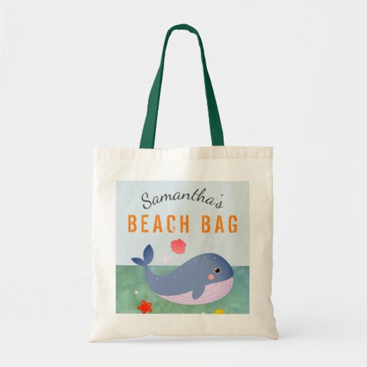 Kinder Persoonlijke benaming Whale Beach Canvas ta Tote Bag (Voorkant)