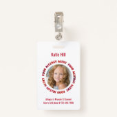 Kinder persoonlijke foto Voedselallergie Medische  Badge (Achterkant met clip)