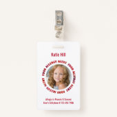Kinder persoonlijke foto Voedselallergie Medische  Badge (Voorkant met clip)