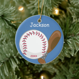 Kinder persoonlijke honkbal en bat keramisch ornament