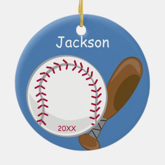 Kinder persoonlijke honkbal en bat keramisch ornament (Achterkant)