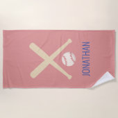 Kinder persoonlijke honkbalsport Blauw rood Strandlaken (Voorkant)