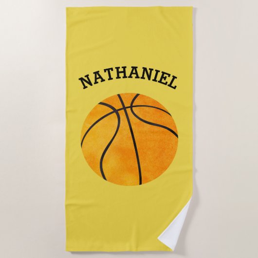 Kinder persoonlijke honkbalsport Oranje geel Strandlaken (Voorkant)