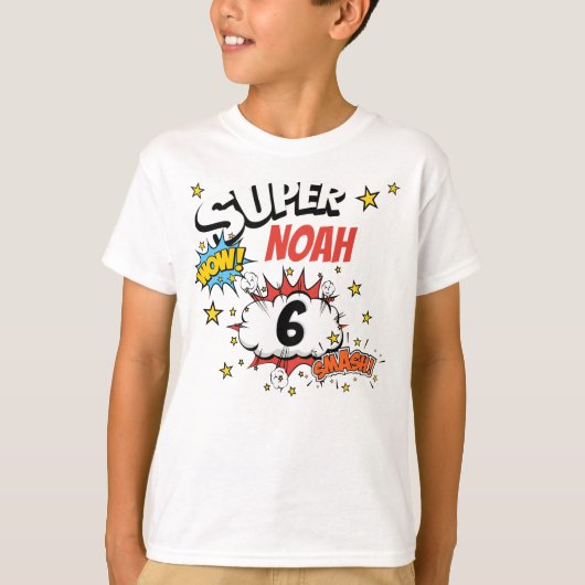 Kinder persoonlijke naam 6 Super T-shirt (Voorkant)