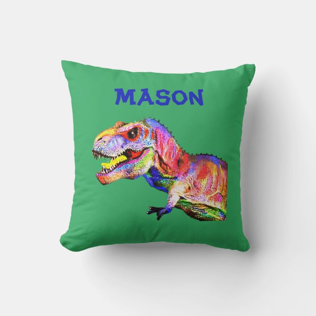 Kinder persoonlijke naam T-Rex Pillow Kussen (Voorkant)
