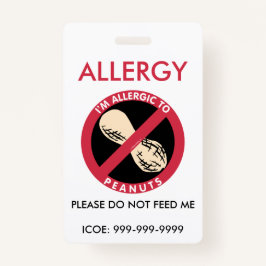Kinder persoonlijke pinda allergie-noodsituatie badge
