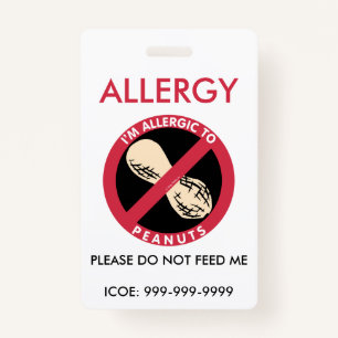 Kinder persoonlijke pinda allergie-noodsituatie badge
